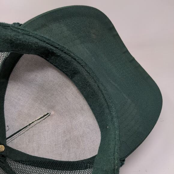 Dixie Chopper Snapback Mesh Back Trucker Hat Green Distressed Graphic Logo - Picture 7 of 9